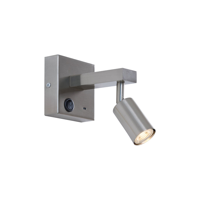 QAZQA Moderne wandlamp staal met USB-C kantelbaar - Rex