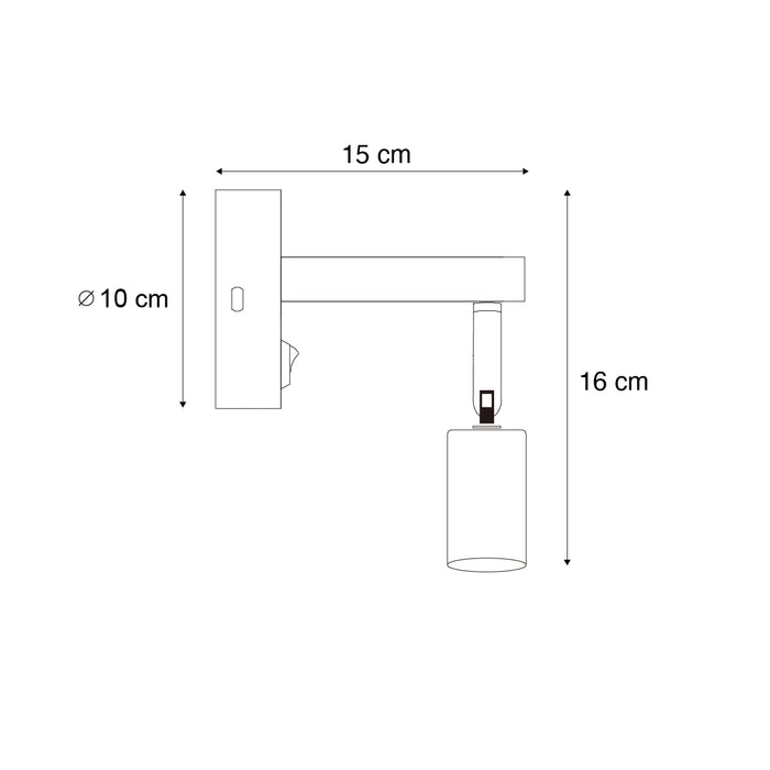 QAZQA Moderne wandlamp staal met USB-C kantelbaar - Rex