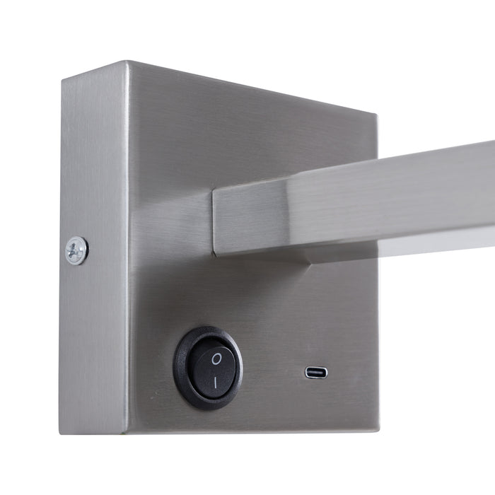 QAZQA Moderne wandlamp staal met USB-C kantelbaar - Rex