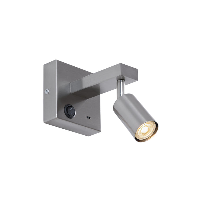 QAZQA Moderne wandlamp staal met USB-C kantelbaar - Rex