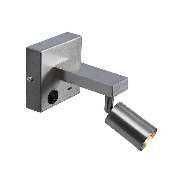 QAZQA Moderne wandlamp staal met USB-C kantelbaar - Rex