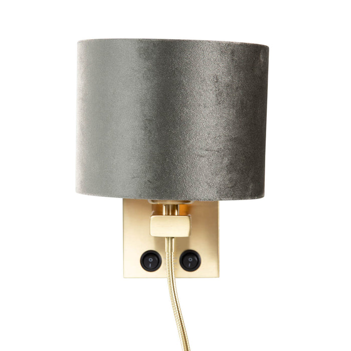 QAZQA Wandlamp brons met velours kap groen 18cm - Brescia