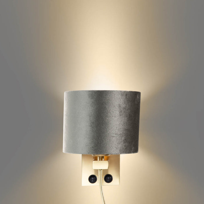 QAZQA Wandlamp brons met velours kap groen 18cm - Brescia