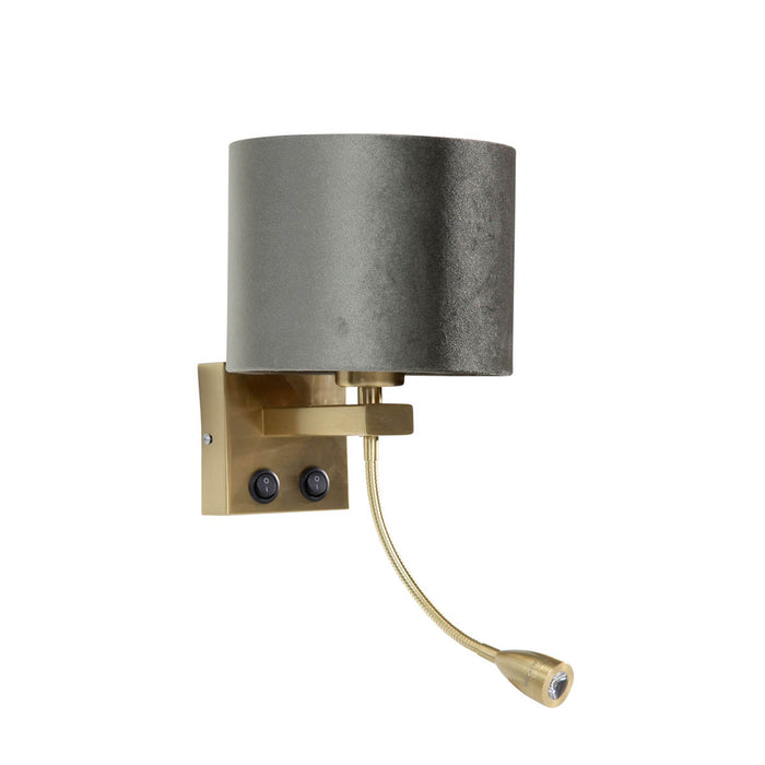 QAZQA Wandlamp brons met velours kap groen 18cm - Brescia