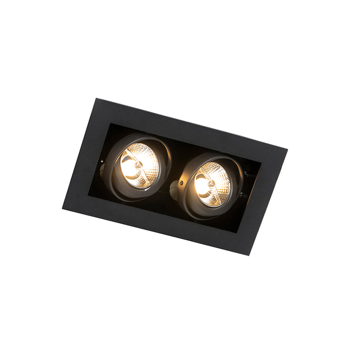 QAZQA Smart inbouwspot zwart 2-lichts verstelbaar incl. 2 Wifi GU10