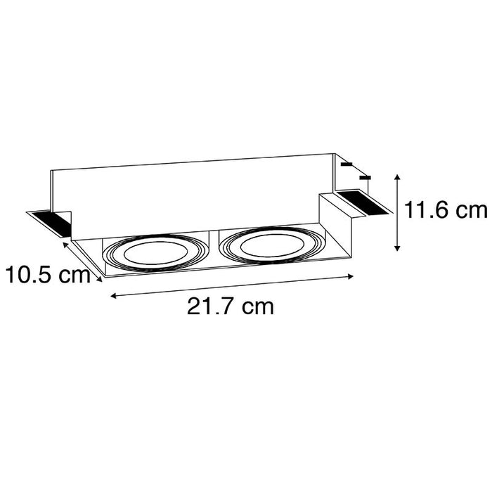 QAZQA Smart inbouwspot zwart trimless 2-lichts incl. 2 Wifi GU10 70mm
