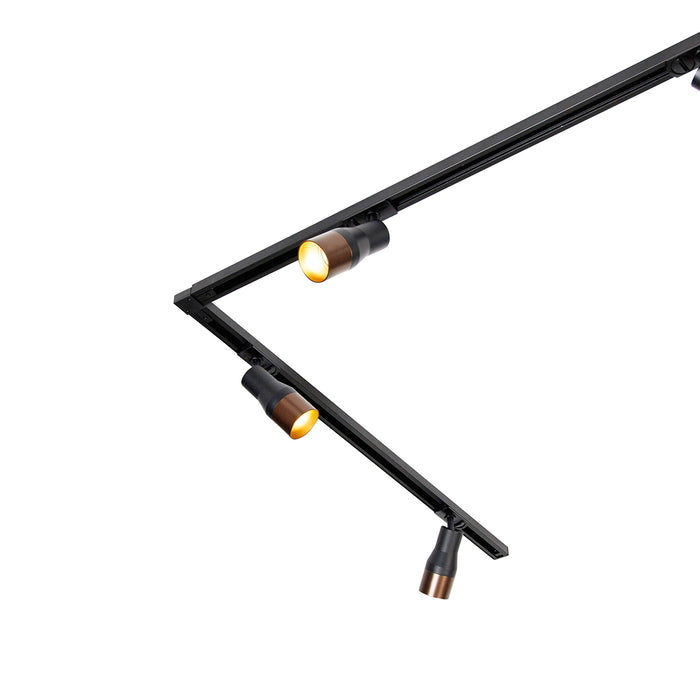 QAZQA Modern railsysteem met 5 spots zwart met donker brons 1-fase -