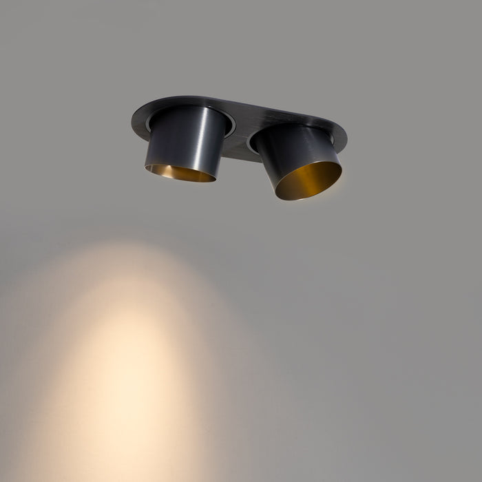 QAZQA Set van 6 inbouwspots gunmetal GU10 70mm kantelbaar 2-lichts -