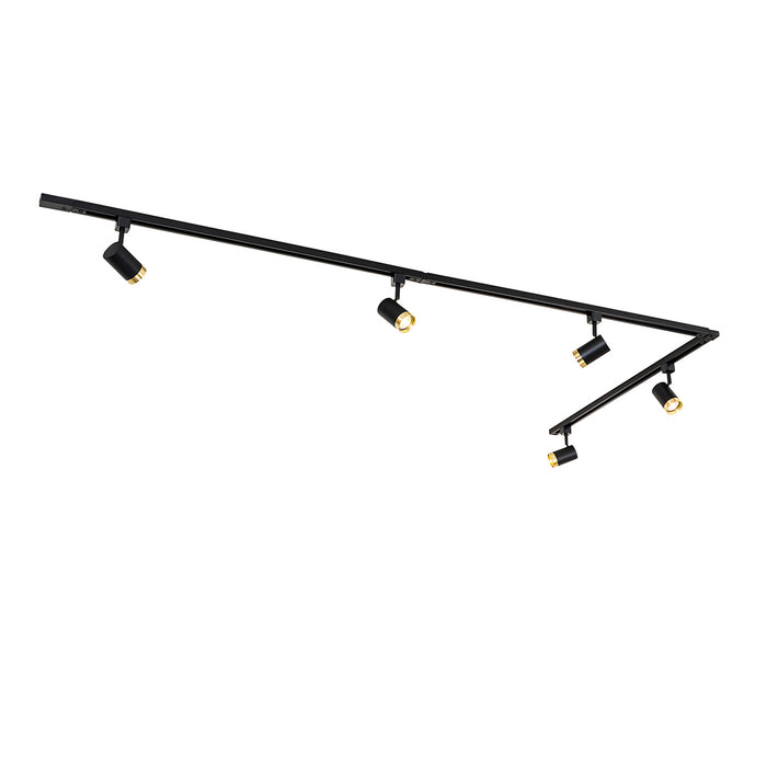 QAZQA Smart railsysteem met 5 spots zwart goud 1-fase incl. 5 Wifi