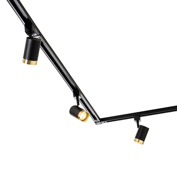 QAZQA Smart railsysteem met 5 spots zwart goud 1-fase incl. 5 Wifi