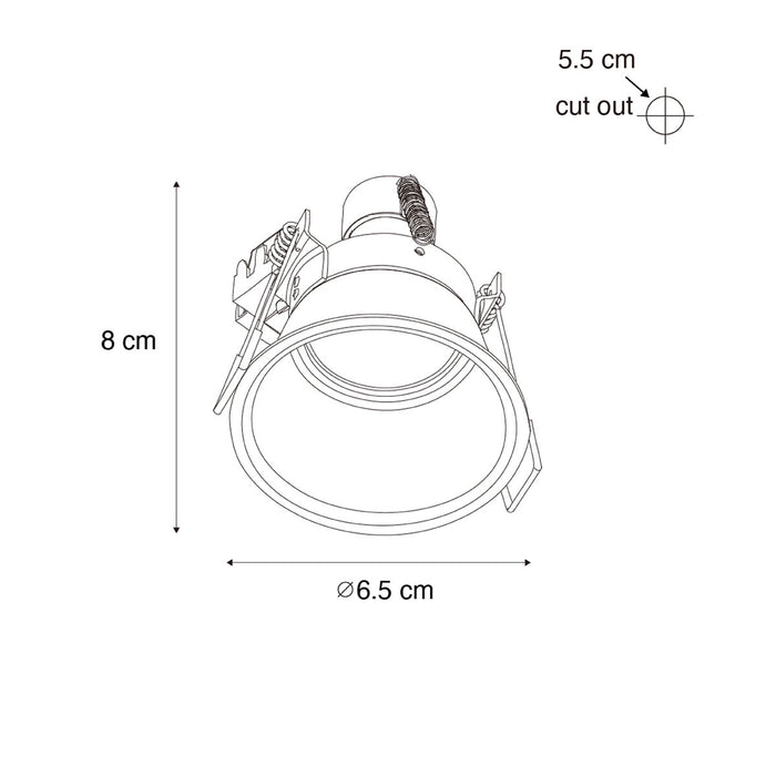 QAZQA Set van 6 moderne inbouwspots zwart met goud GU10 35mm IP44 -