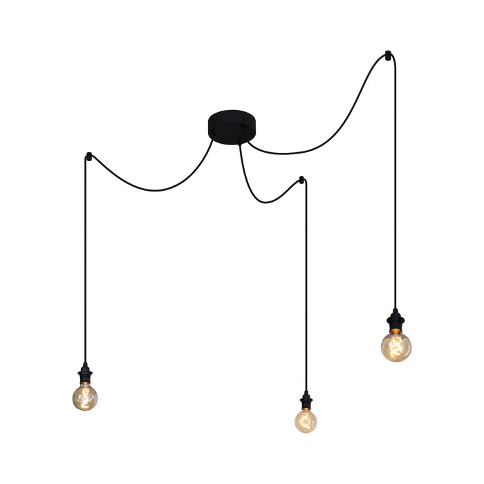 QAZQA Buiten hanglamp zwart 3-lichts IP44 - Cava