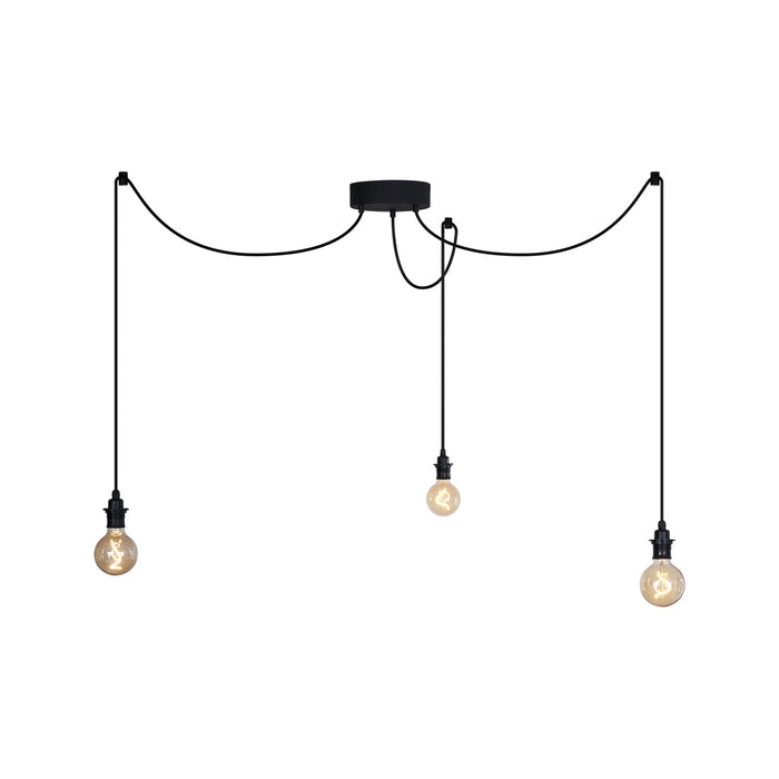 QAZQA Buiten hanglamp zwart 3-lichts IP44 - Cava