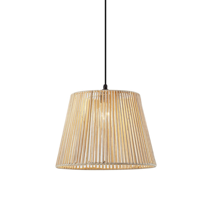 QAZQA Buiten hanglamp zwart met beige kap van touw IP44 - Cava Jayla