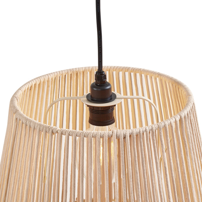 QAZQA Buiten hanglamp zwart met beige kap van touw IP44 - Cava Jayla