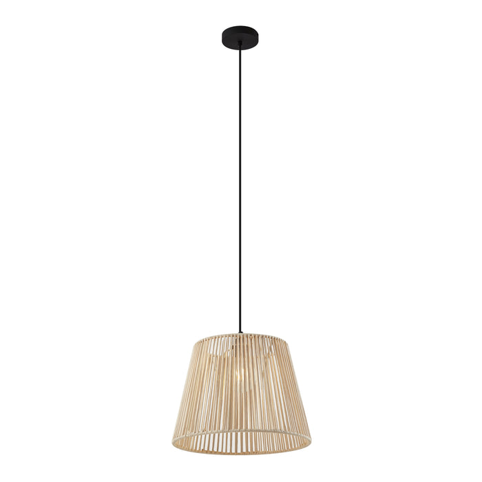 QAZQA Buiten hanglamp zwart met beige kap van touw IP44 - Cava Jayla