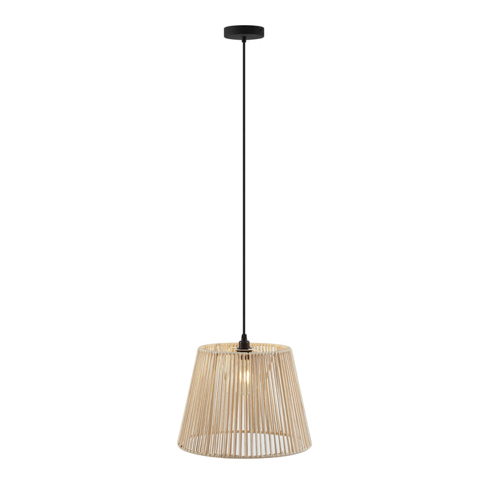 QAZQA Buiten hanglamp zwart met beige kap van touw IP44 - Cava Jayla