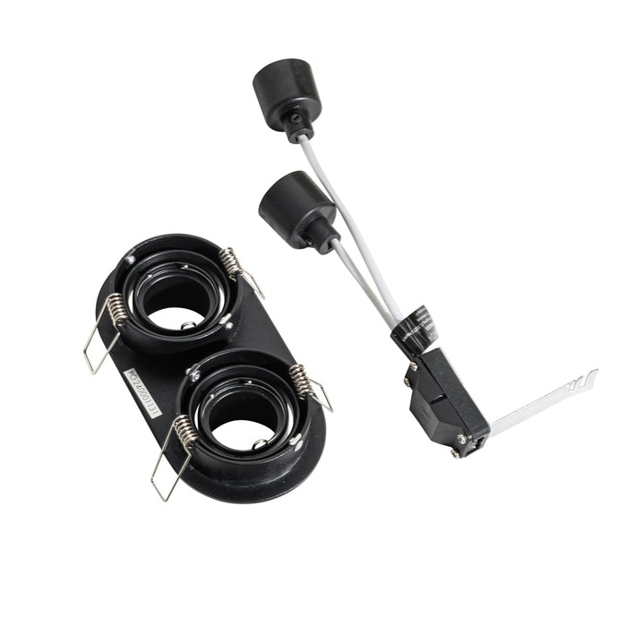 QAZQA Set van 6 inbouwspots zwart GU10 35mm kantelbaar 2-lichts -