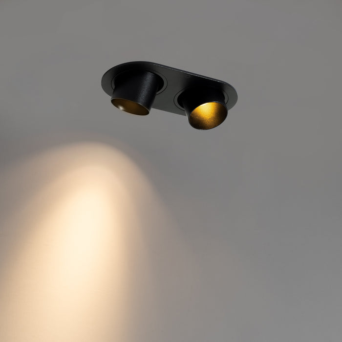 QAZQA Set van 6 inbouwspots zwart GU10 35mm kantelbaar 2-lichts -