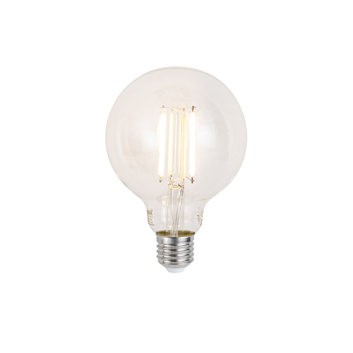 QAZQA Smart plafondlamp messing en amber glas incl. Wifi G95 -