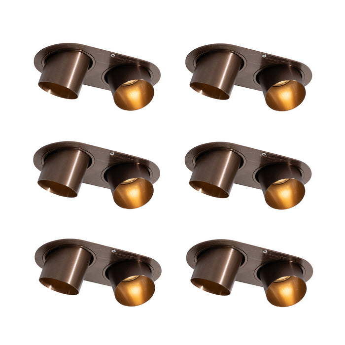 QAZQA Set van 6 inbouwspots donkerbrons GU10 50mm 2-lichts - Installa