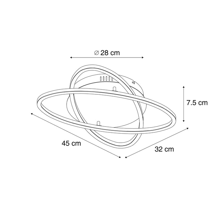 QAZQA Plafondlamp zwart met walnoot hout incl. LED 3-staps dimbaar