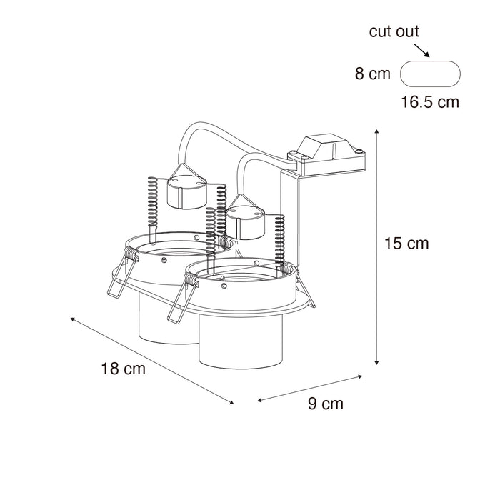 QAZQA Set van 6 inbouwspots gunmetal GU10 50mm 2-lichts - Installa