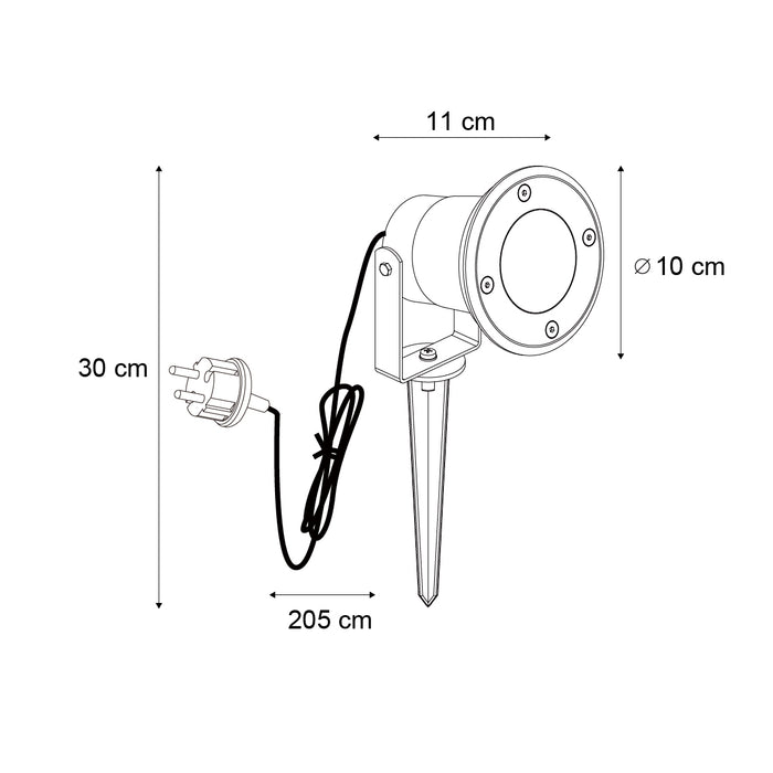 QAZQA Prikspot beige GU10 50mm verstelbaar IP65 incl. snoer en