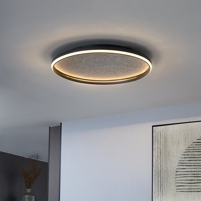 QAZQA Design plafondlamp zwart met vilt incl. LED 3-staps dimbaar -