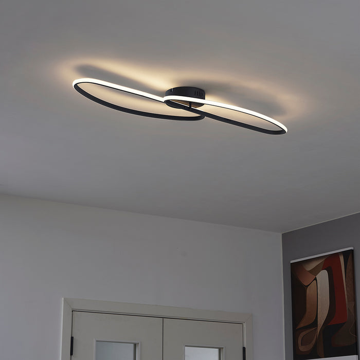 QAZQA Design plafondlamp zwart 100cm incl. LED 3-staps dimbaar