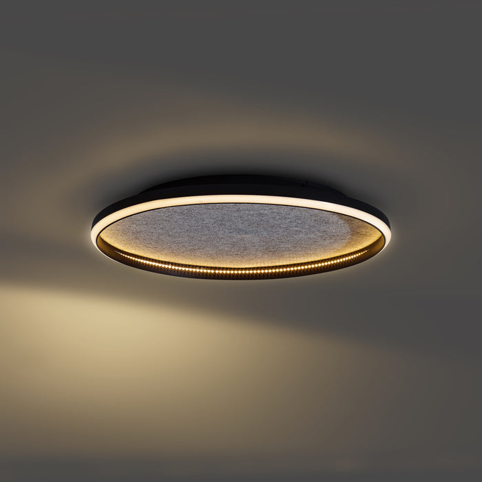 QAZQA Design plafondlamp zwart met vilt incl. LED 3-staps dimbaar -