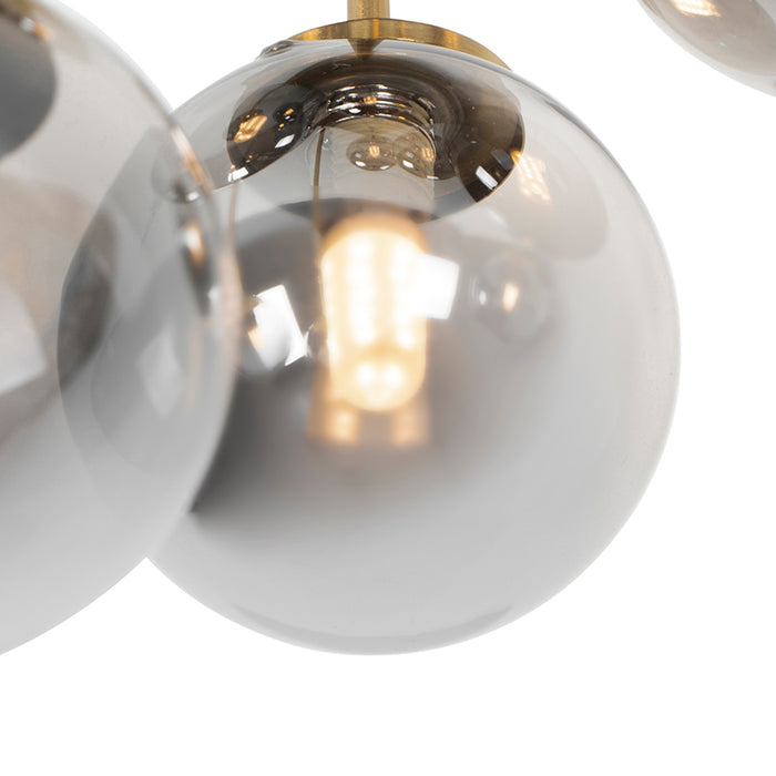 QAZQA Smart plafondlamp goud met smoke glas 9-lichts incl. 9 Wifi G9