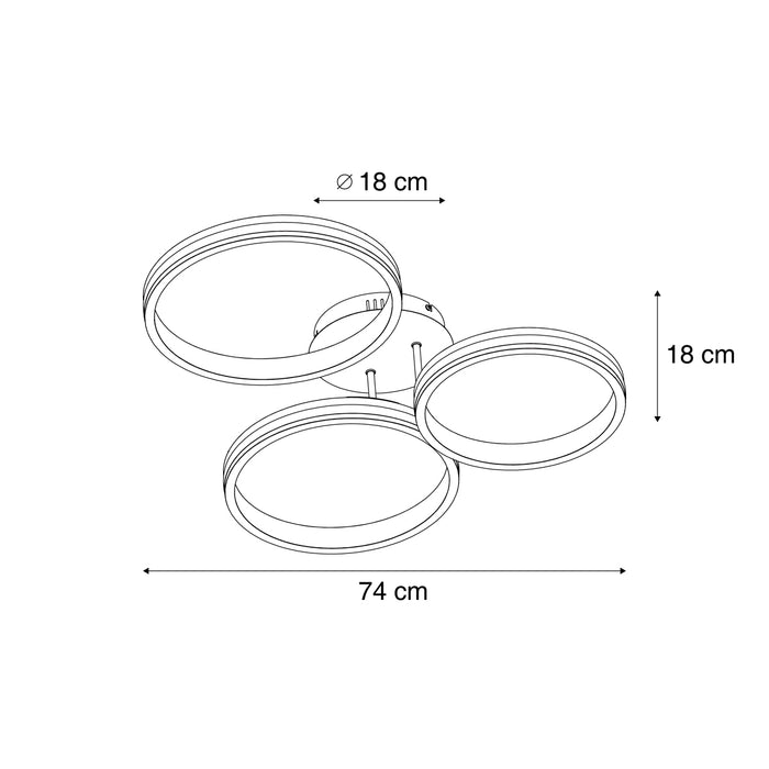 QAZQA Plafondlamp wit incl. LED 3-staps dimbaar 3-lichts - Navara