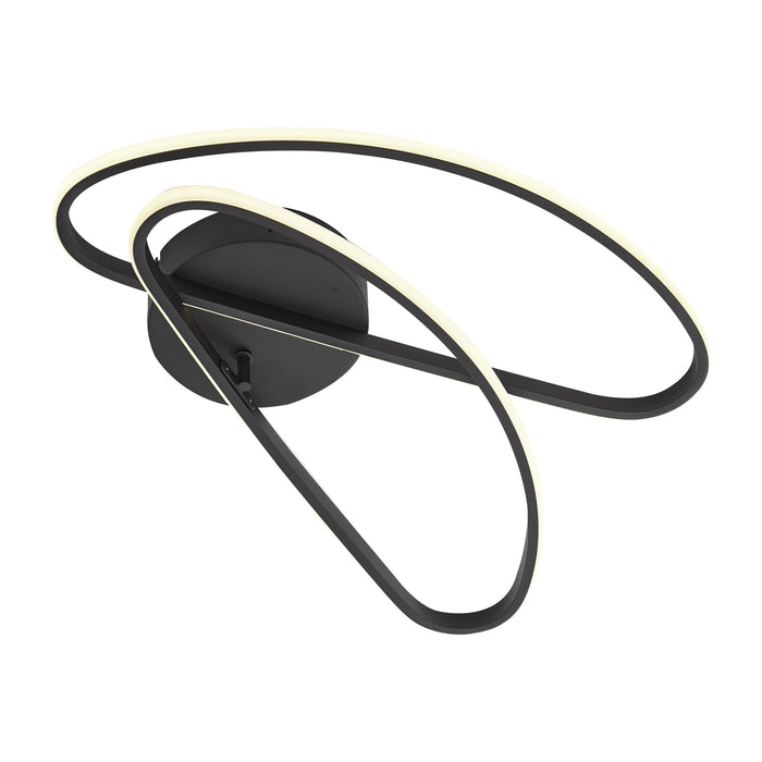 QAZQA Design plafondlamp mat zwart 65 cm 3-staps dimbaar 2-lichts -