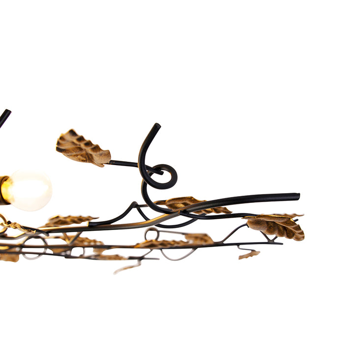 QAZQA Smart plafondlamp zwart met goud 80 cm 4-lichts incl. 4 Wifi