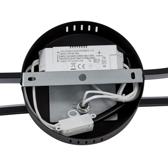 QAZQA Design plafondlamp mat zwart 65 cm 3-staps dimbaar 2-lichts -