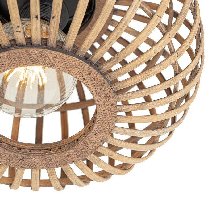 QAZQA Smart plafondlamp zwart met bamboe incl. Wifi G95 - Amira