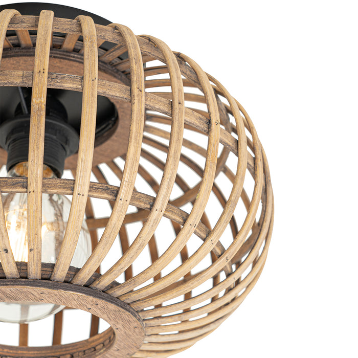 QAZQA Smart plafondlamp zwart met bamboe incl. Wifi G95 - Amira