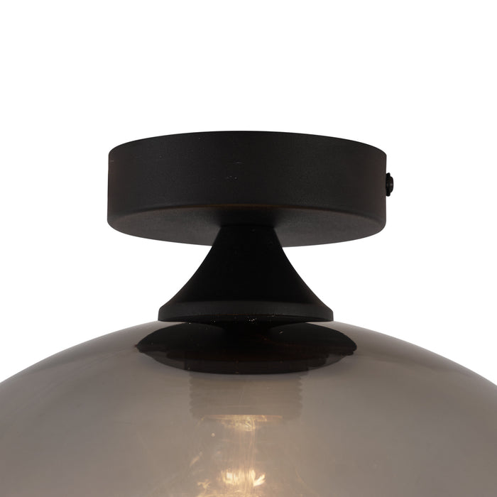 QAZQA Art Deco plafondlamp zwart met smoke glas - Sandra