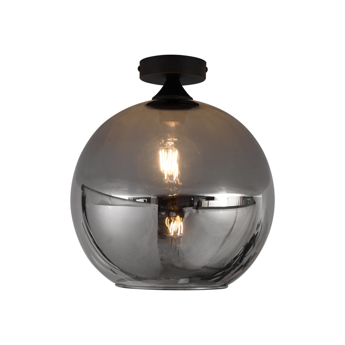 QAZQA Art Deco plafondlamp zwart met smoke glas - Sandra