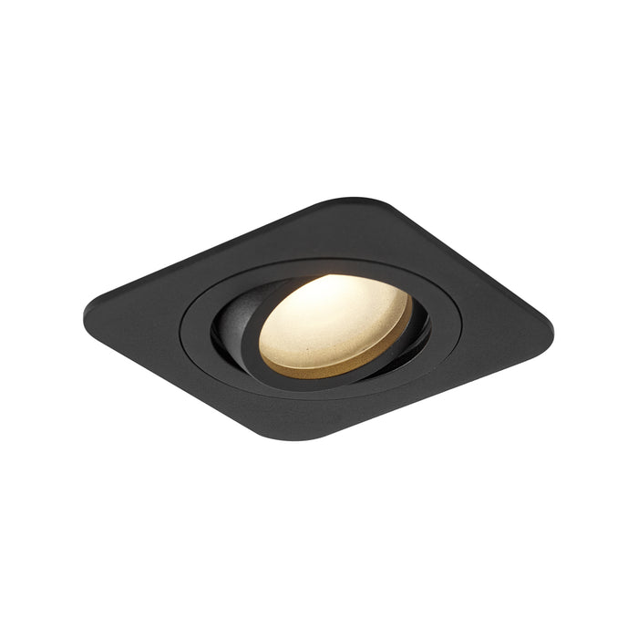 QAZQA Afgeronde inbouwspot zwart GU10 50mm draai- en kantelbaar IP44