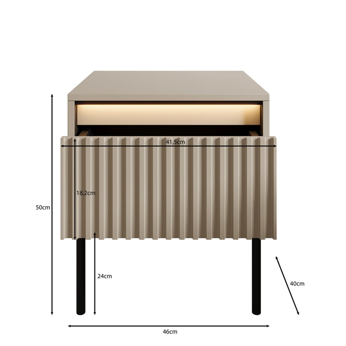 Meubella - Nachtkastje Timoteo - Beige - 46 cm