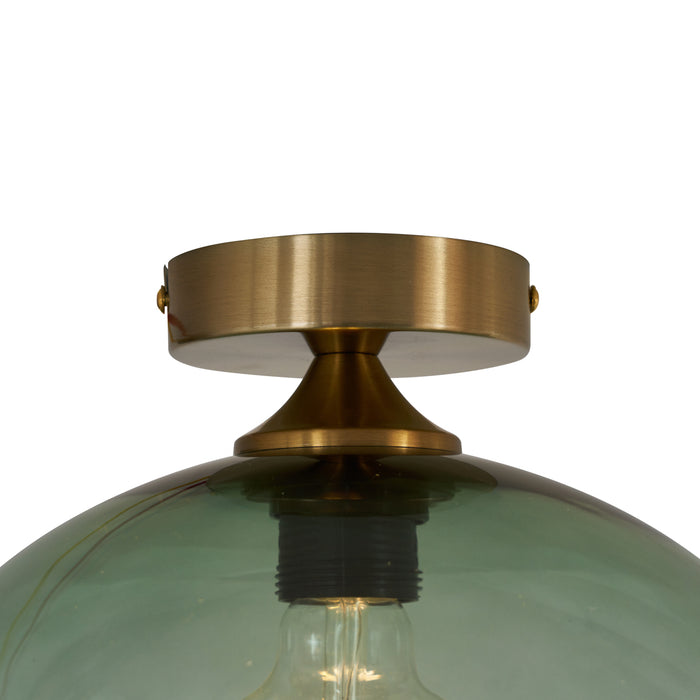 QAZQA Art Deco plafondlamp messing met groen glas - Sandra