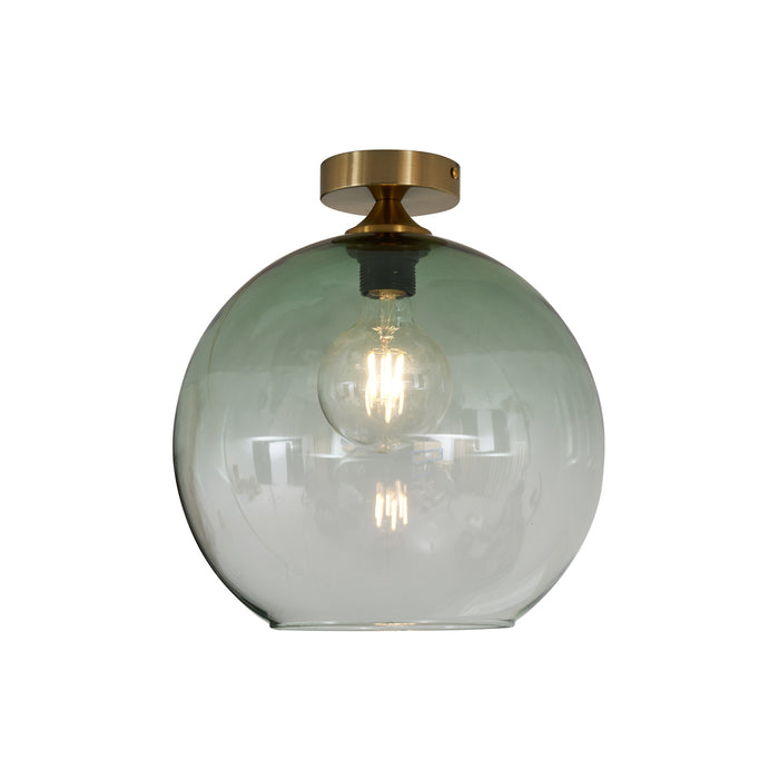 QAZQA Art Deco plafondlamp messing met groen glas - Sandra