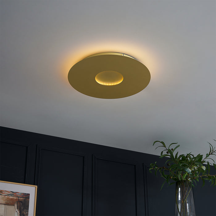 QAZQA Moderne plafondlamp goud 40cm incl. LED 3-staps dimbaar -