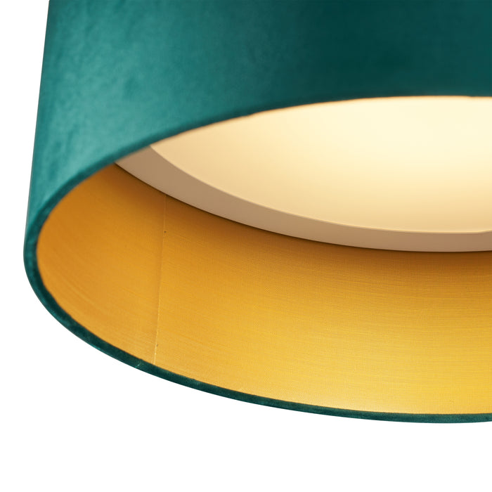 QAZQA Moderne plafondlamp groen velours 40cm incl. LED 3-staps