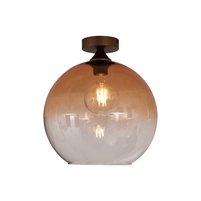 QAZQA Art Deco plafondlamp donkerbrons met bruin glas - Sandra