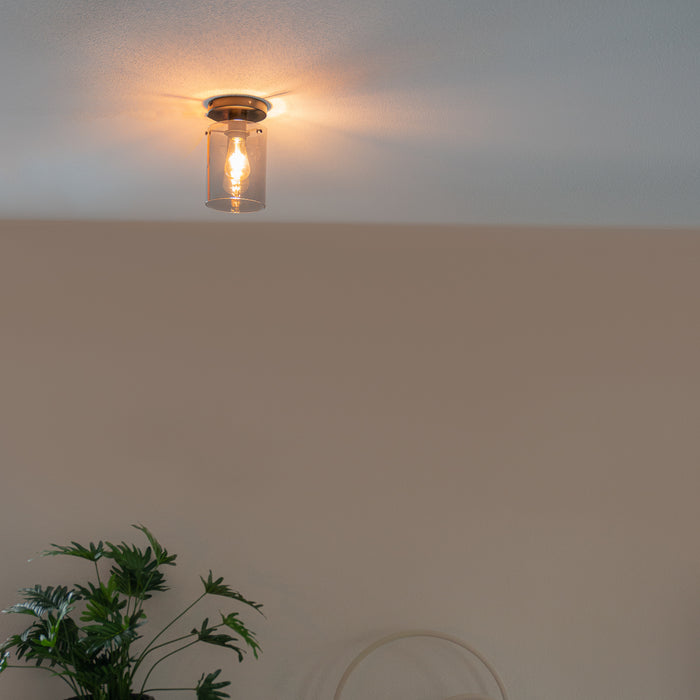 QAZQA Smart plafondlamp zwart met smoke glas incl. Wifi ST64 - Dome