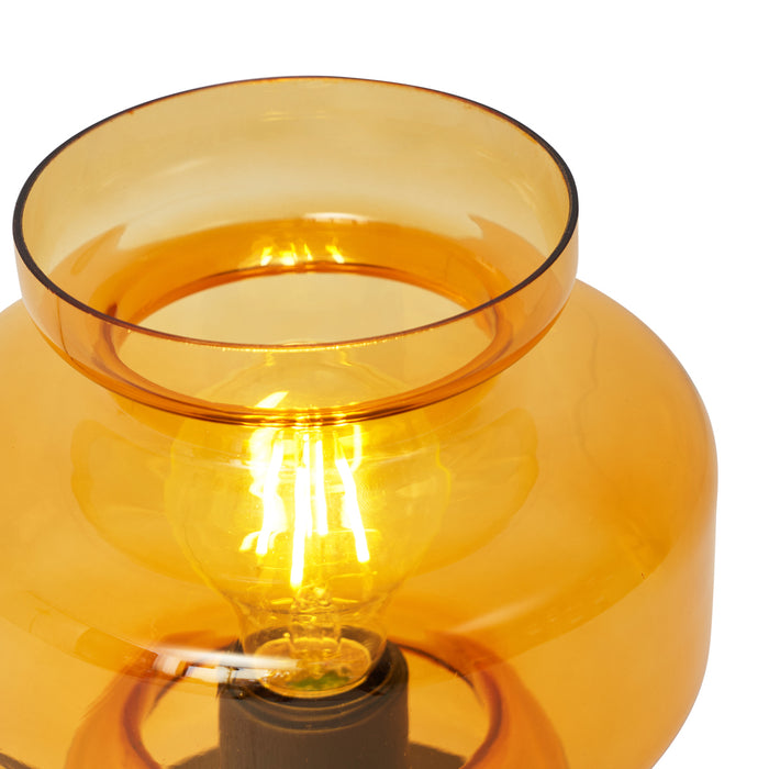 QAZQA Retro tafellamp zwart met oranje glas - Denise