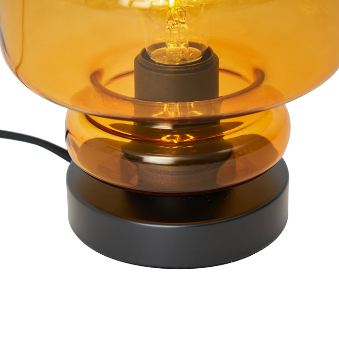 QAZQA Retro tafellamp zwart met oranje glas - Denise